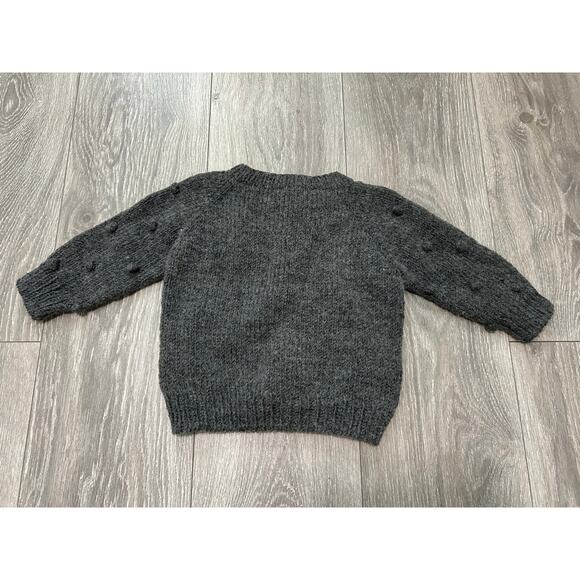 Baby's Gray Knit Cardigan Sweater w/ Handmade Buttons Size 9-12 months - Picture 4 of 4